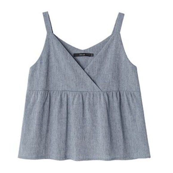 FFAN Chambray Surplice Baby Doll Tank Cami - Picture 1 of 7